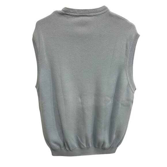 T. Harris London Mens Light Blue Sleeveless V-Neck Sweater Vest With Multicolor - Picture 2 of 10